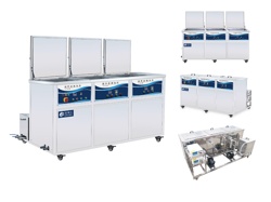 Industrial three-tank filtration cycle cleaning, rinsing and drying